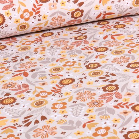 Tissu Jersey Coton Lima sur fond Gris clair