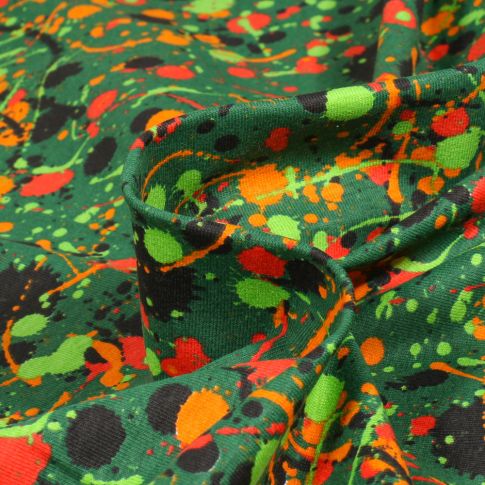 Tissu Jersey Coton Graff peinture sur fond Vert