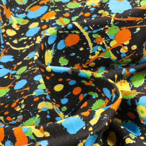 Tissu Jersey Coton Graff peinture sur fond Noir