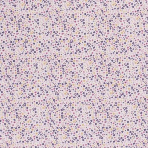 Tissu Coton imprimé Fleurs Lisa sur fond Rose clair