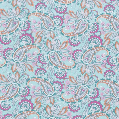 Tissu Coton imprimé Cachemire sur fond Vert menthe