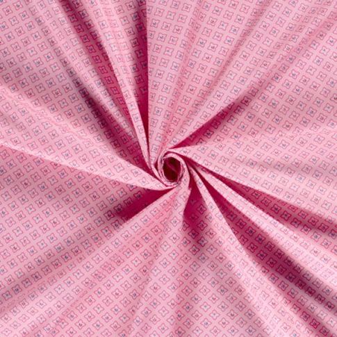 Tissu Coton imprimé Zallie sur fond Rose bonbon