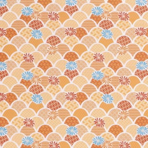 Tissu Coton imprimé Tilda sur fond Orange