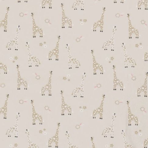 Tissu Coton imprimé Girafe Zizou sur fond Beige