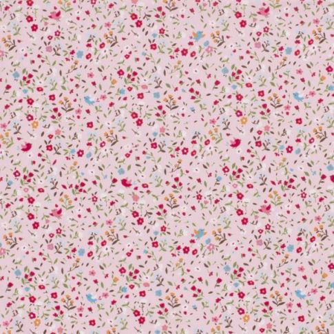 Tissu Coton imprimé Evie sur fond Rose clair