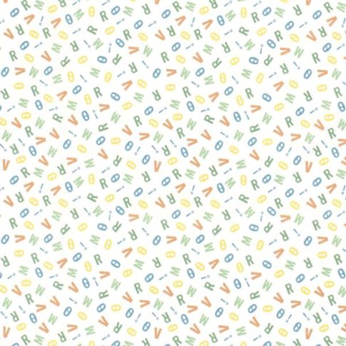 Tissu Coton imprimé Lettres colorées Léo sur fond Blanc