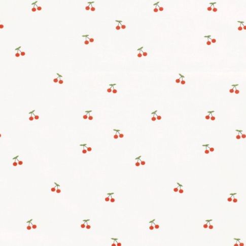 Tissu Coton imprimé Cerises Lia sur fond Blanc