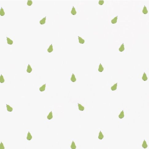 Tissu Coton imprimé Poire verte sur fond Blanc