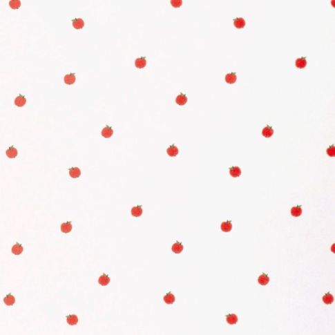 Tissu Coton imprimé Pommes rouges sur fond Blanc