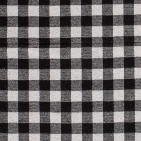 Tissu Maille Jersey toucher flanelle Carreaux sur fond Gris clair