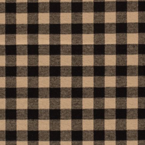 Tissu Maille Jersey toucher flanelle Carreaux sur fond Beige