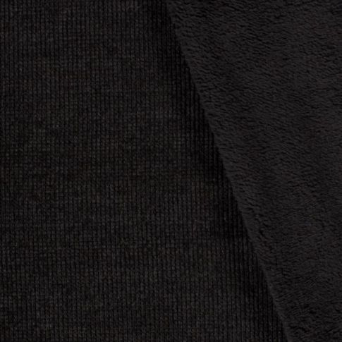 Tissu Polaire chenille velours envers doudou uni Noir