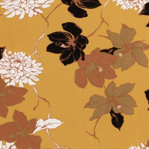 Tissu Viscose Twill Oskar fleuris sur fond Ocre
