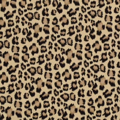 Tissu Bengaline Panther noir sur fond Beige