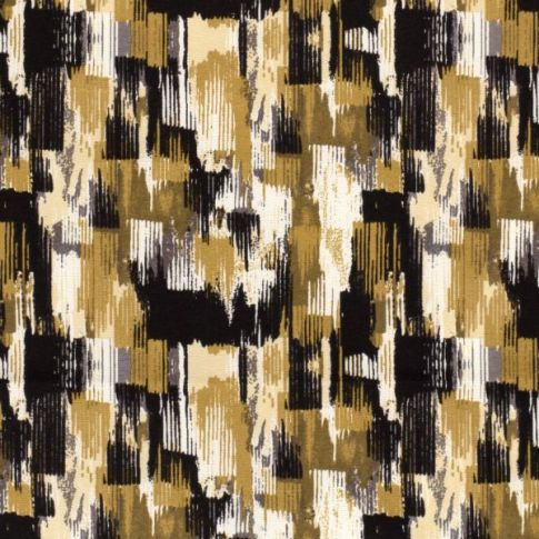 Tissu Crêpe stretch Otton abtraits sur fond Noir