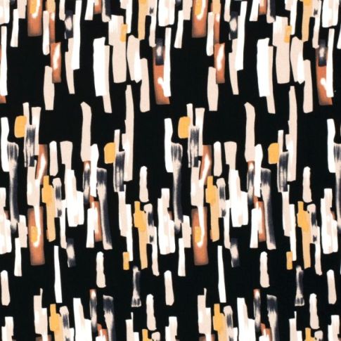 Tissu Viscose imprimé Hermine abstraits sur fond Noir