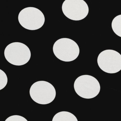 Tissu Jersey Viscose  Asta pois blancs sur fond Noir