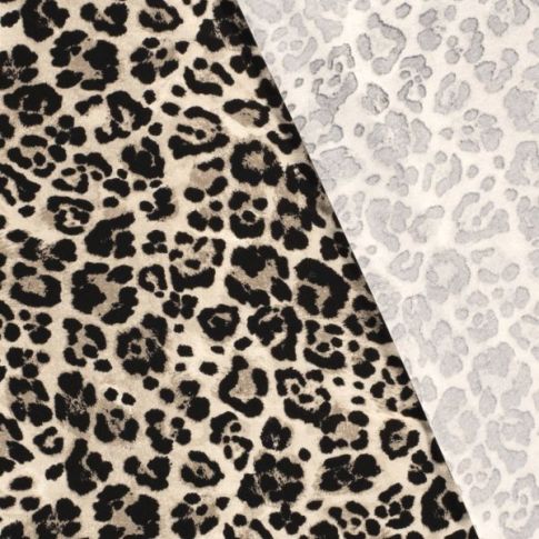 Tissu Jersey Viscose  Panther Jo sur fond Beige