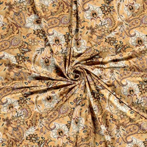 Tissu Jersey Viscose  Asa sur fond Jaune