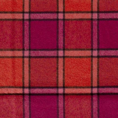 Tissu Jacquard toucher laine Inez carreaux sur fond Rouge
