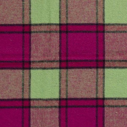 Tissu Jacquard toucher laine Inez carreaux sur fond Rose fuchsia