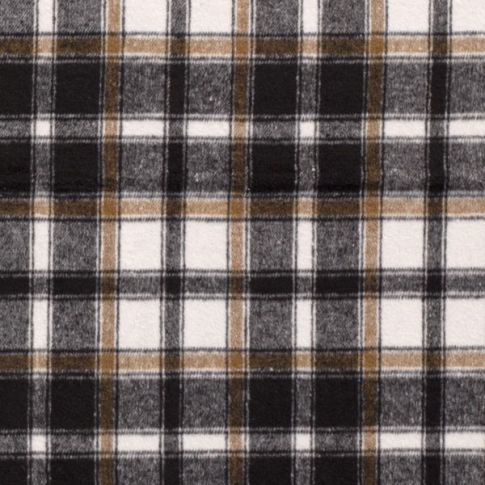 Tissu Jacquard toucher laine Check sur fond Noir
