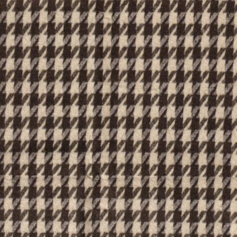 Tissu Jacquard toucher laine Pied de poule sur fond Marron