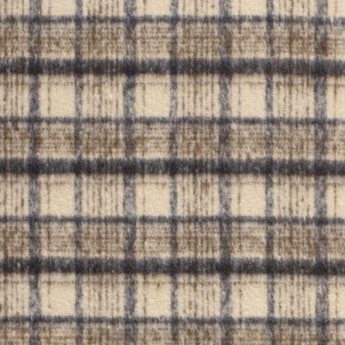 Tissu Jacquard Laine Carreaux sur fond Ecru