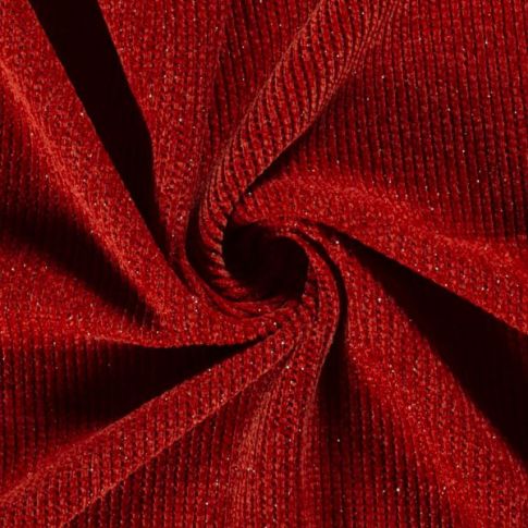 Tissu Maille côtelé lurex uni Rouge
