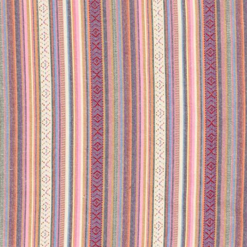 Tissu Jacquard Mexicain Rayé sur fond Rose