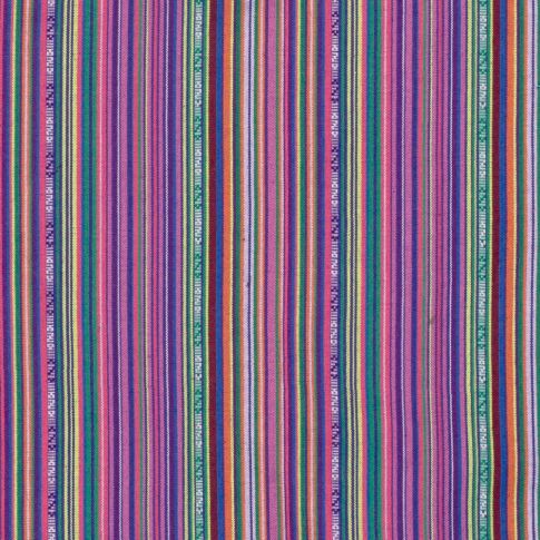 Tissu Jacquard Mexicain Rayé sur fond Violet