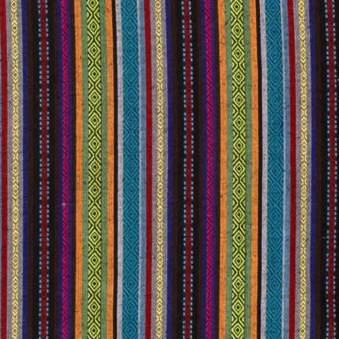 Tissu Jacquard Mexicain Rayé sur fond Vert