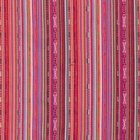 Tissu Jacquard Mexicain Rayé sur fond Rose fuchsia
