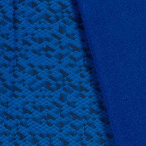 Tissu Softshell Digital Lego sur fond Bleu roi