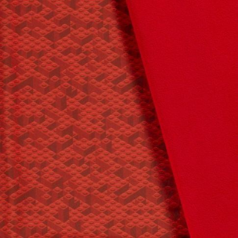Tissu Softshell Digital Lego sur fond Rouge