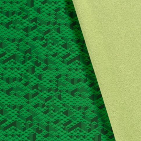 Tissu Softshell Digital Lego sur fond Vert