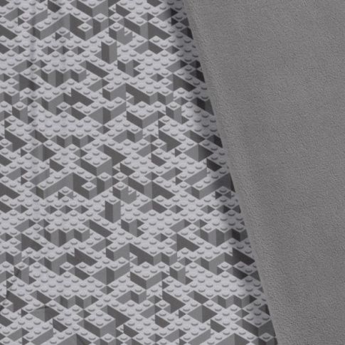 Tissu Softshell Digital Lego sur fond Gris