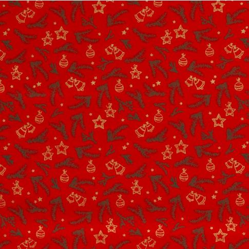 Tissu Coton imprimé Noël Rouge