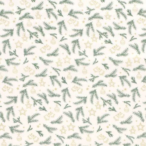 Tissu Coton imprimé Noël Ecru