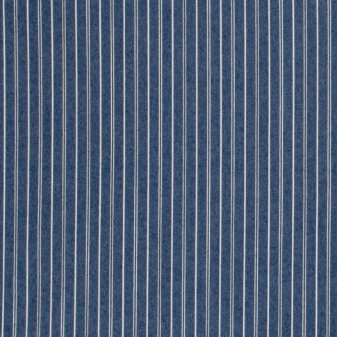 Tissu Jeans stretch Lignes blanches sur fond Bleu indigo