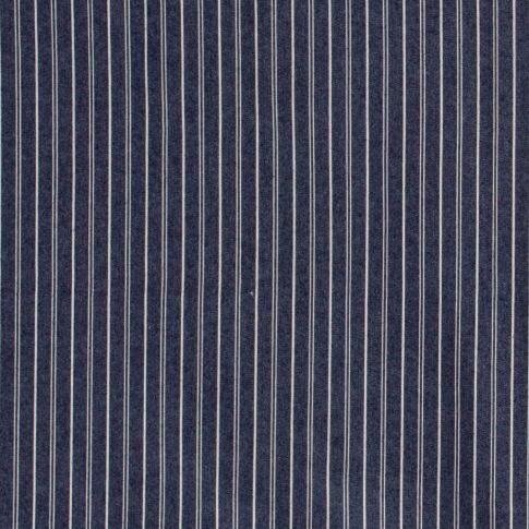 Tissu Jeans stretch Lignes blanches sur fond Bleu marine