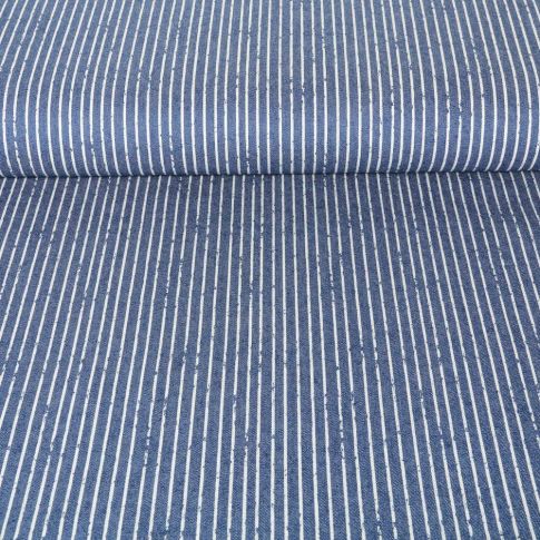 Tissu Jeans stretch Rayé Bleu indigo