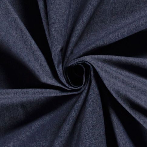 Tissu Jeans stretch uni Bleu marine