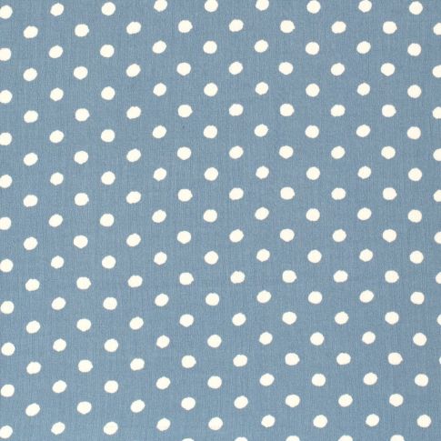 Tissu Crêpe Viscose pois blancs sur fond Bleu denim