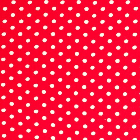 Tissu Crêpe Viscose pois blancs sur fond Rouge