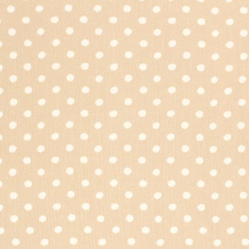 Tissu Crêpe Viscose pois blancs sur fond Beige