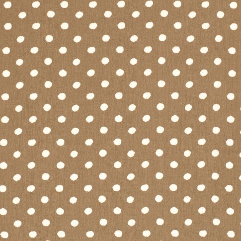 Tissu Crêpe Viscose pois blancs sur fond Taupe