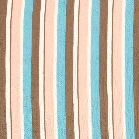 Tissu Viscose gaufré Rayé bleu et taupe sur fond Blanc