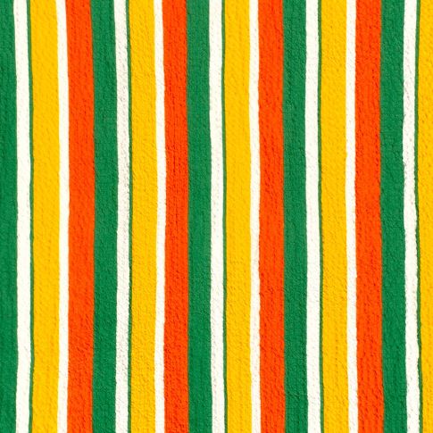 Tissu Viscose gaufré Rayé orange et vert sur fond Blanc