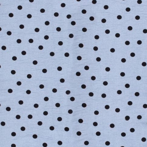 Tissu Viscose Ottoman Pois noirs sur fond Bleu